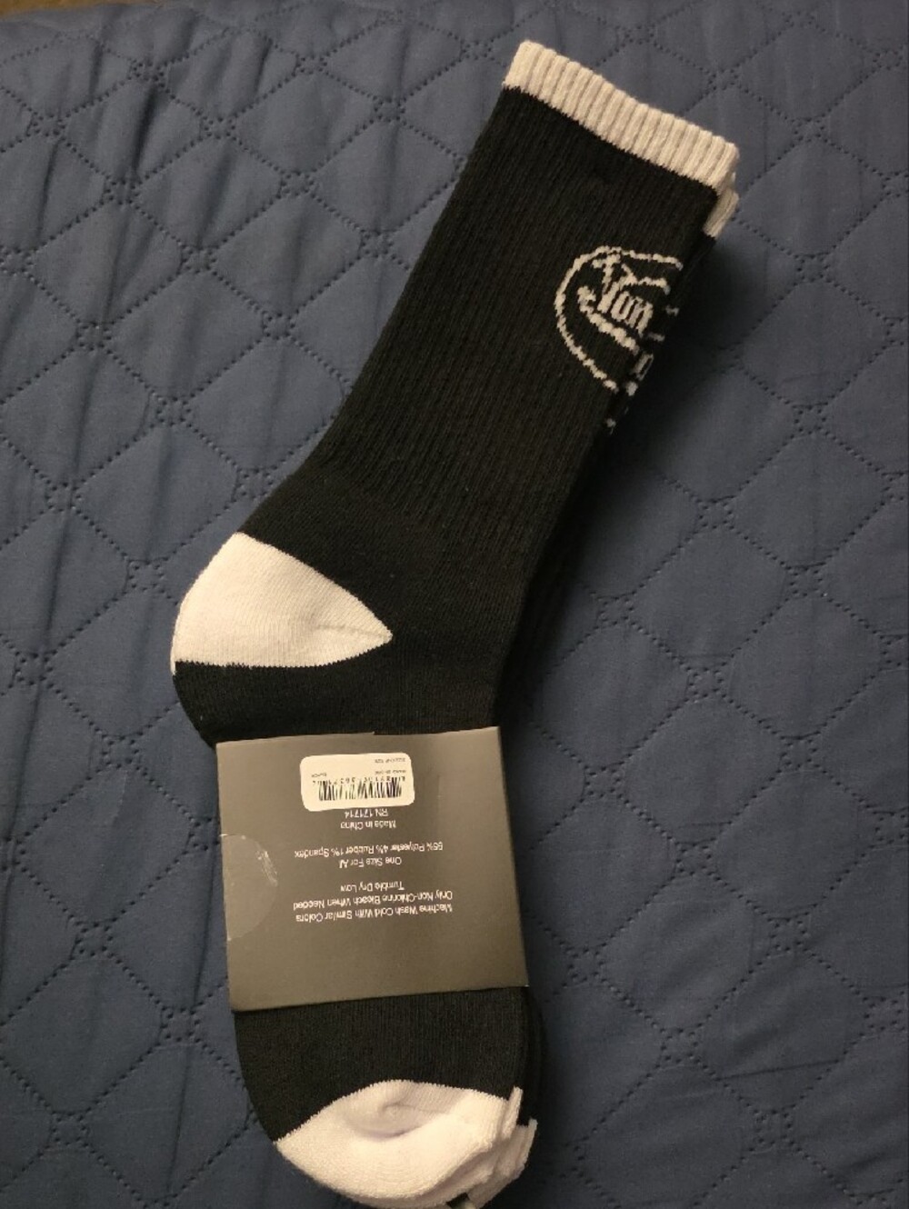 Von Dutch Black and White Logo 3 Pair Crew Socks - Picture 4 of 9